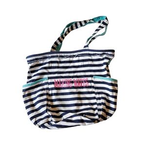Thirty-One Blue and White Tote Bag with Nautical Stripes